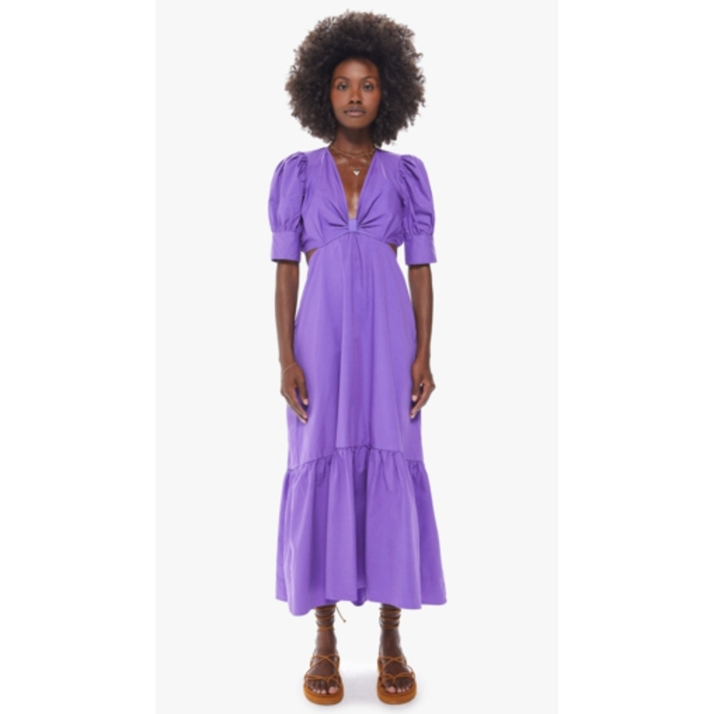 Xirena Alexi Cut Out Tiered Cotton Maxi Dress Size Large In Purple Passion NWT